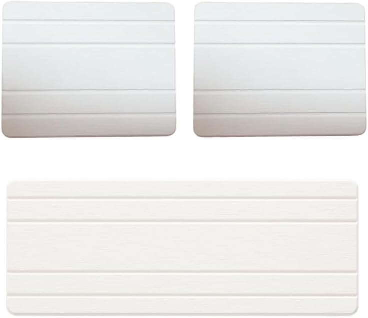 3 Pack Diatomite Stone Sink Tray, Water Absorbing Mat for Kitchen & Bathroom Counter, Quick Dry Soap Dish Makeup Vanity Caddy,Sponge Holder Organizer, White - 2pcs of 4.5"x 3.5" and 1pc of 9"x 3.5"