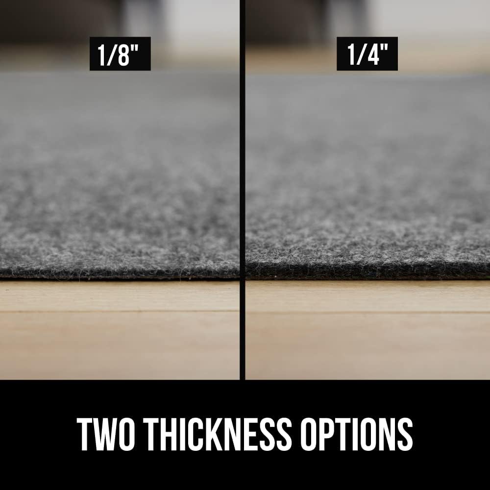 GORILLA GRIP Felt and Natural Rubber Stay in Place Slip Resistant Rug Pad, 1/8in Thick, 8x11 FT Protective Padding Under Area Rugs, Cushioned Gripper Pads, Carpet Runners, Hardwood Floors Protection