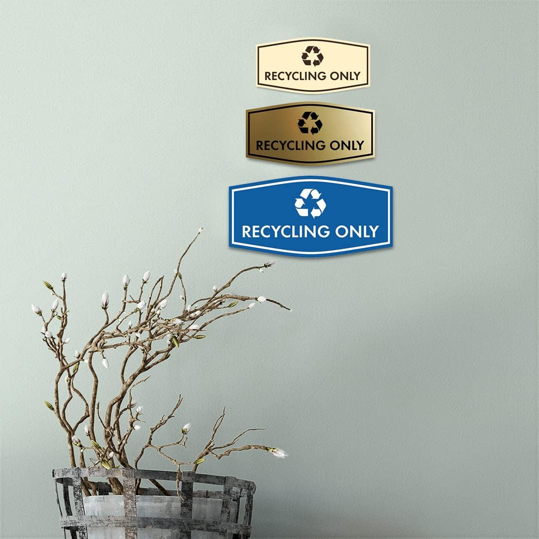 Fancy Recycling Only Sign (Blue) - Large