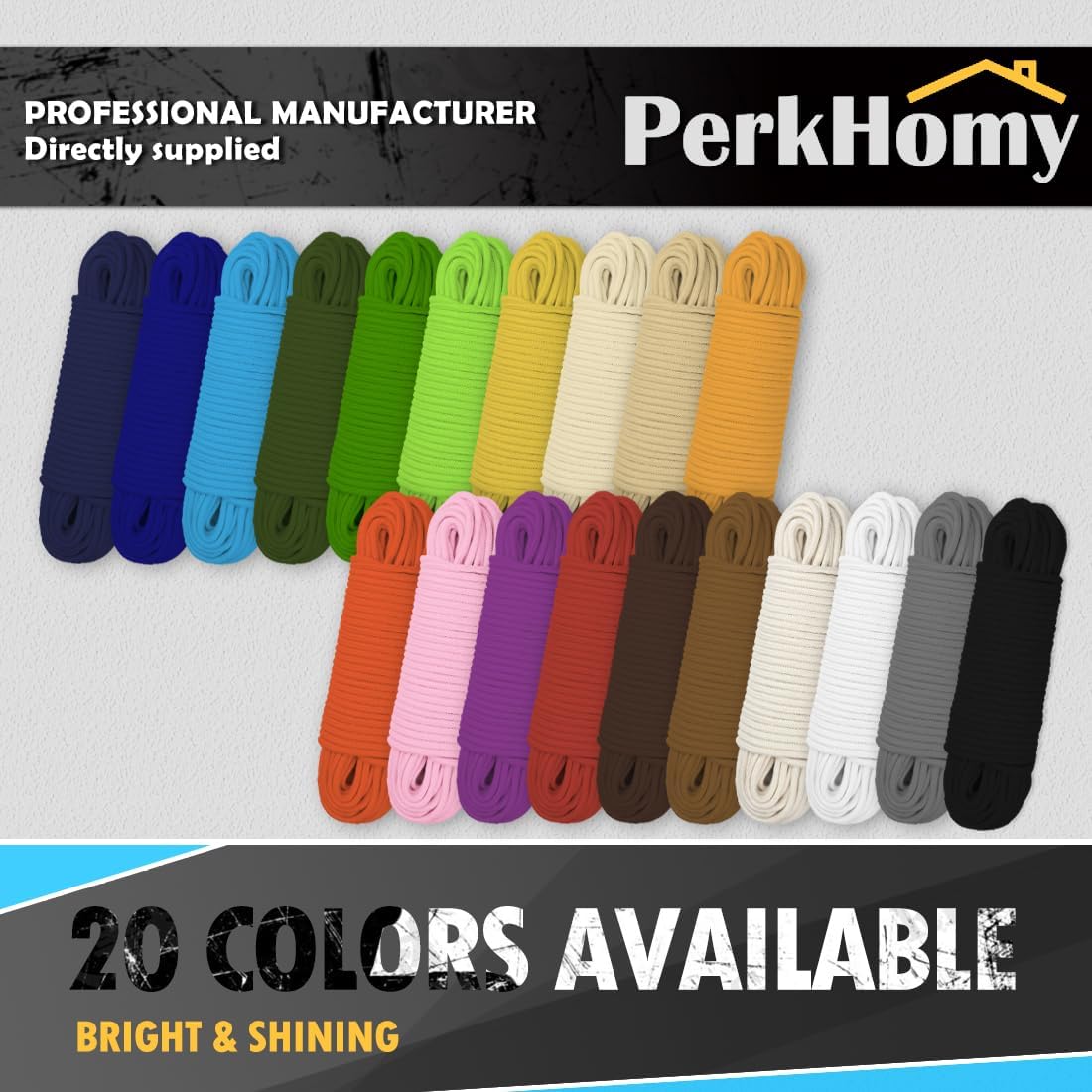PerkHomy Cotton Rope 3/16" (5mm) 100 ft Multi Purpose Utility Diamond Braided Cord, Natural Cotton for Clothes Line Camping Crafting Flag Pole, Gold