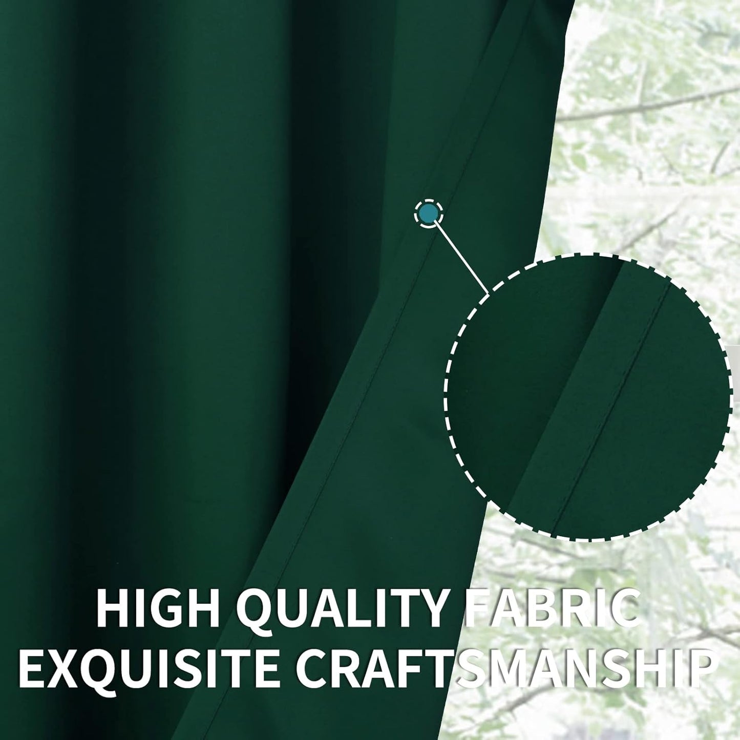 BGment Rod Pocket Blackout Curtains for Bedroom 84 Inch Length - Dark Green Thermal Insulated Room Darkening Drapes Privacy Christmas Decor for Living Room, 42 x 84 Inch, 2 Panels, Emerald