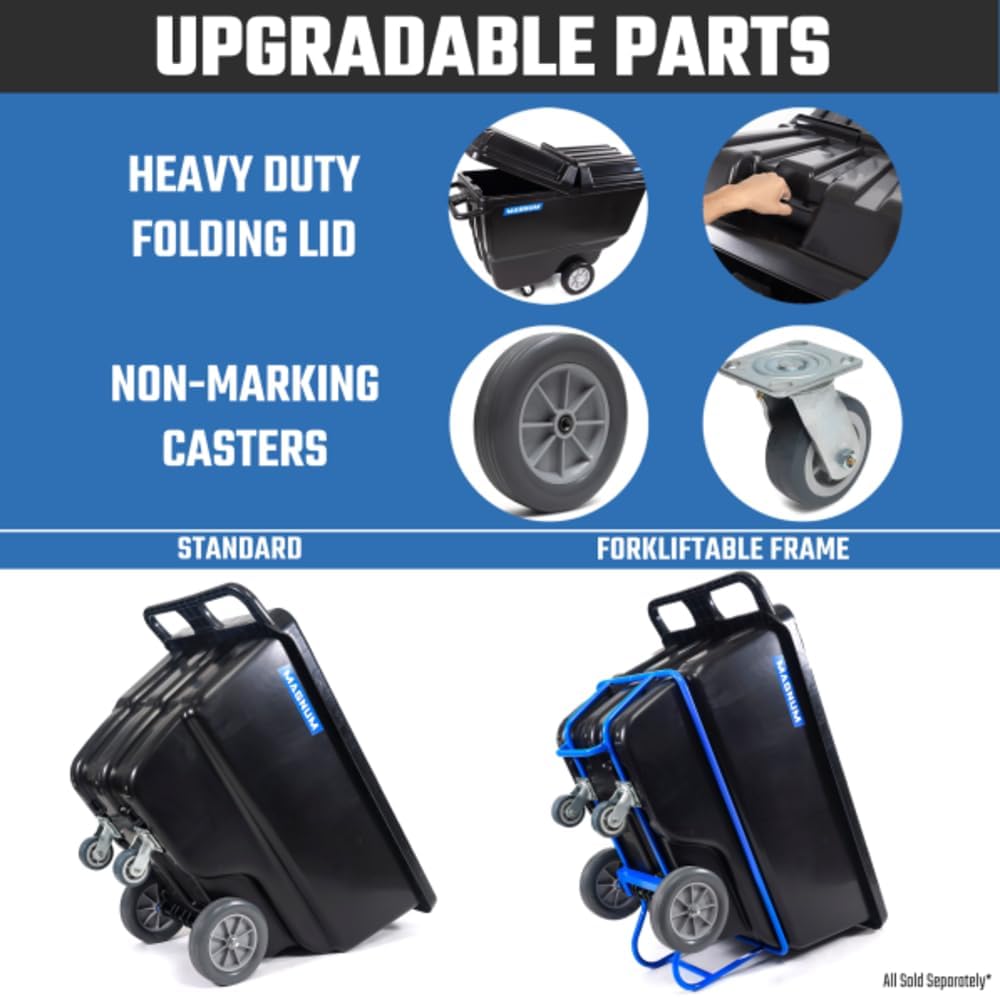 Tilt Truck, 1/2 Cu. Yd. Capacity Dump Cart with Heavy Duty 12” Wheels & 5” Casters for Handling, Transporting on Construction Jobsites, 750 lbs, Trash Cart with Wheels DUC12A-02PK (2-Pack)