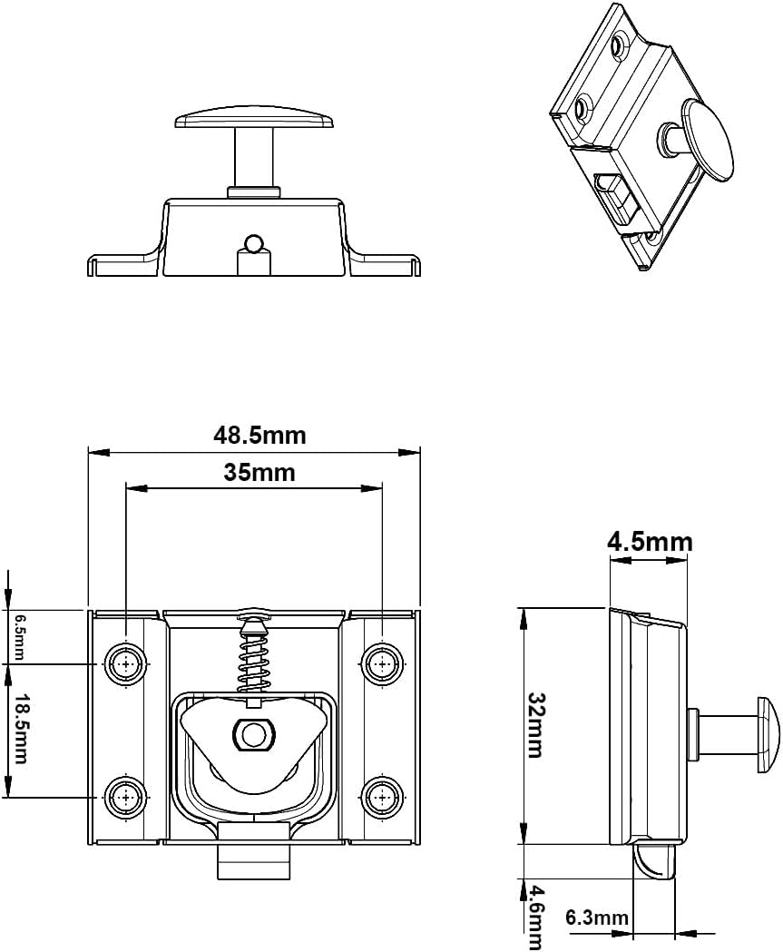 QCAA Oval Turn Cabinet Latch, for Cupboard & Other Furniture, Small, Brass Plated, Made in Taiwan, 2 Pack