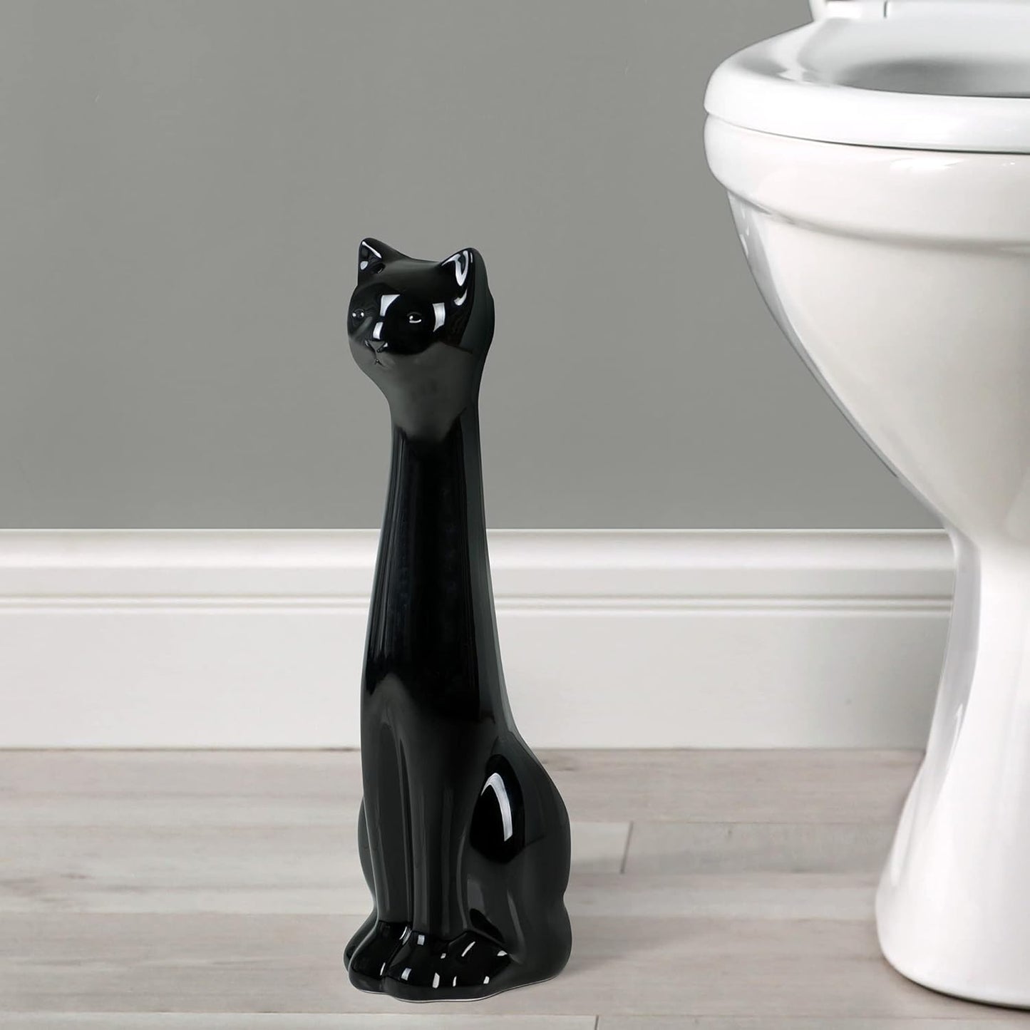 Allure Home Creation Black Cat 2-Piece Toilet Brush Holder and Brush Set
