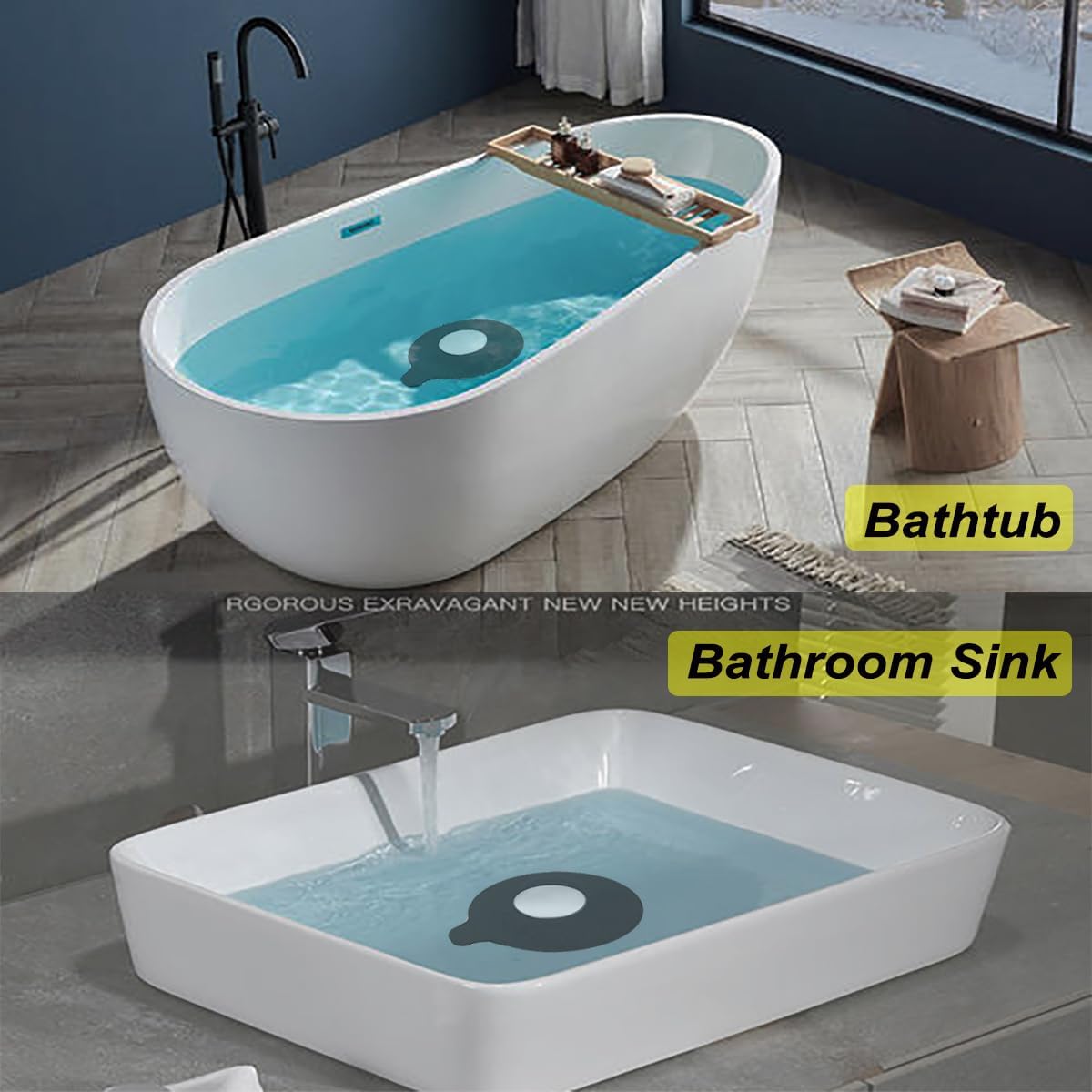 Bathroom Sink Stopper, Tub Stopper, Bathtub Drain Stopper, Bath Tub Plug, Bathtub Drain Cover, Bathtub Drain Plug, Sink Drain Cover, Sink Plug,Black