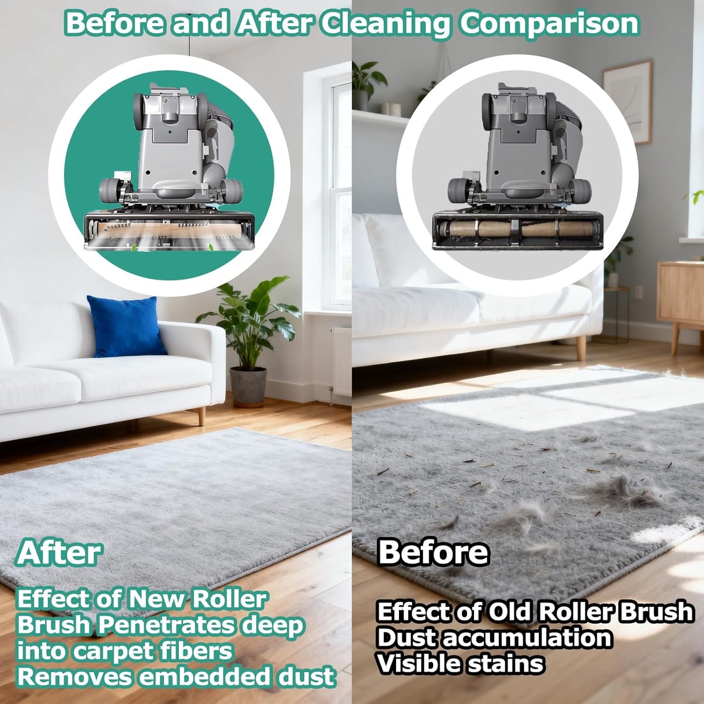 KEEPOW Vacuum Cleaner Brush Roll Compatible with Kirby G3/G4/G5/G6/Sentria, Ultimate G & Avalir Avalir 2– Vacuum Attachments Replacement Parts for Deep Carpet Cleaning