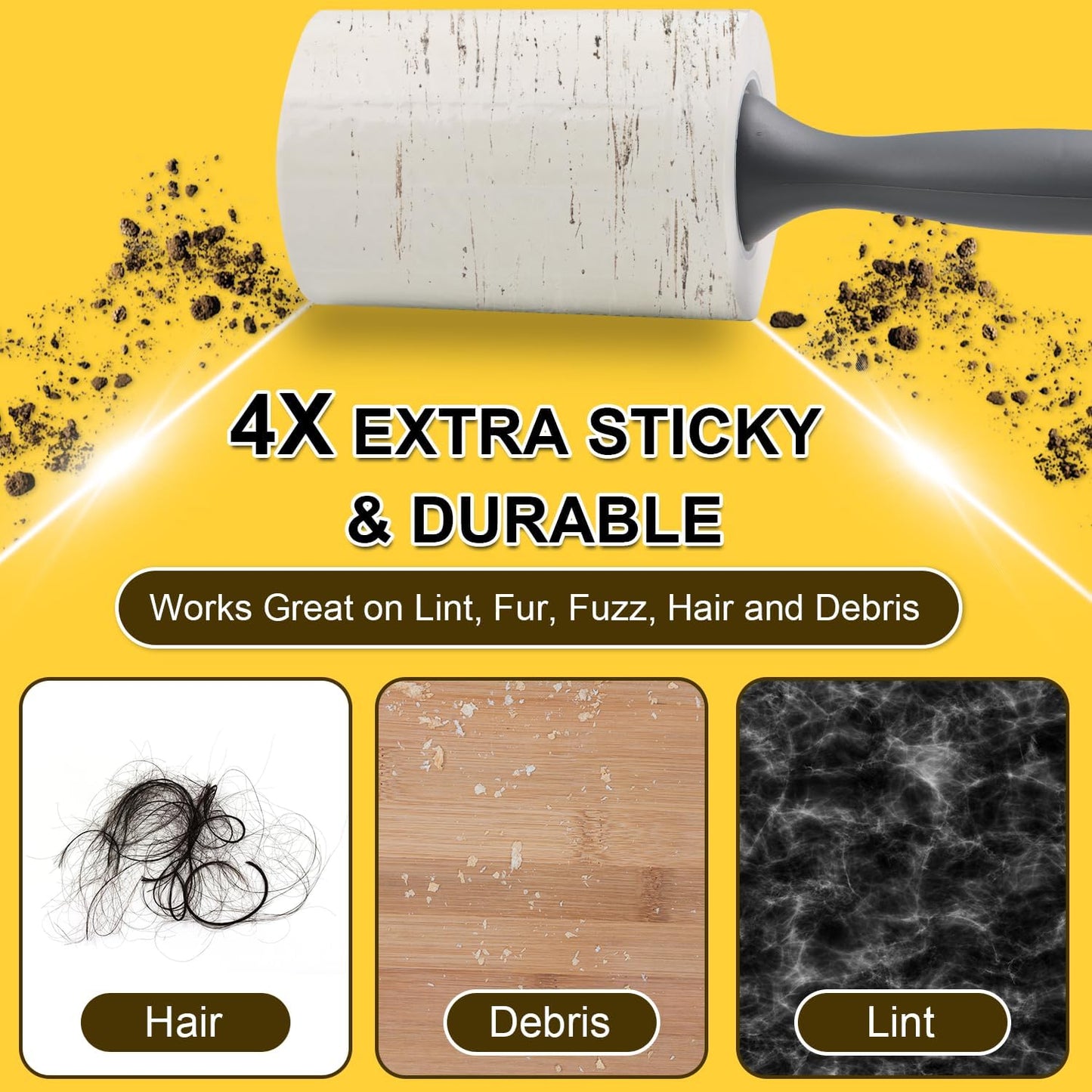 Lint Rollers 2 Pack for Pet Hair 500 Sheets Extra Sticky Pet Hair Remover for Clothes Furniture Carpet Cleaner Cars Dogs Travel-Friendly Grip Handle