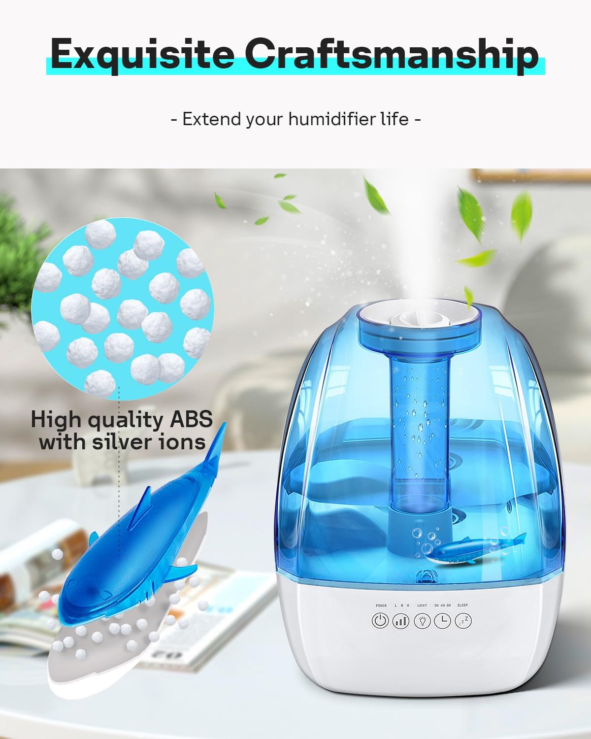 Leemone Humidifier Cleaner Shark, Demineralization Float Shark Compatible with All Humidifier and Fish Tank(6Pack)