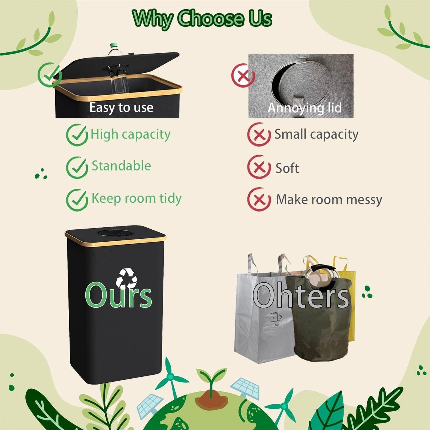 Recycling Bin for Kitchen Indoor Home, Large 100L/ 26 Gallon Recycle Bin with Lid Removeable Reusable Inner Bag Bottle Can Glass Waste Plastice Stickers (Blue, 26 Gallon)