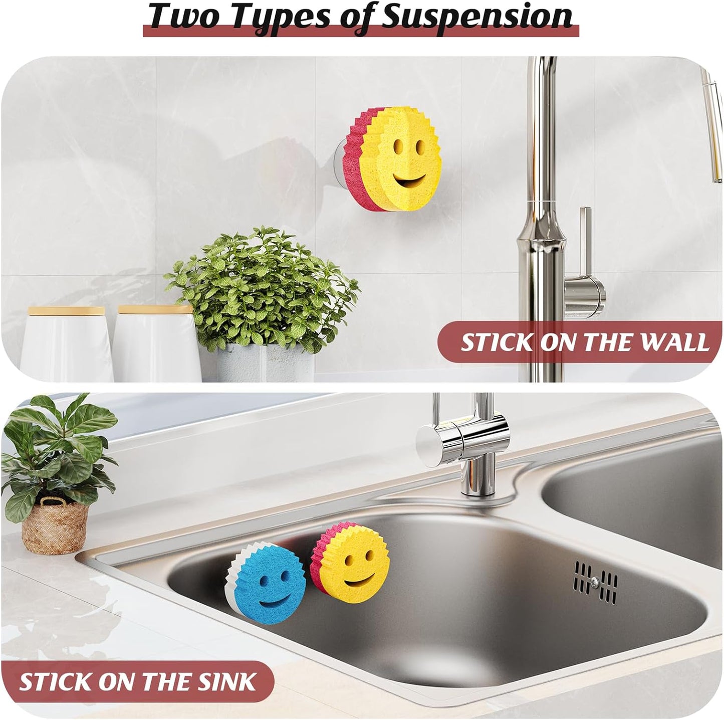 Sponge Holder for Kitchen Sink,Sink Caddy Organizer with Suction Cup Installation for Kitchen/Bathroom, Self Draining,Sponge Caddy for Holding Smiley Sponges-Green