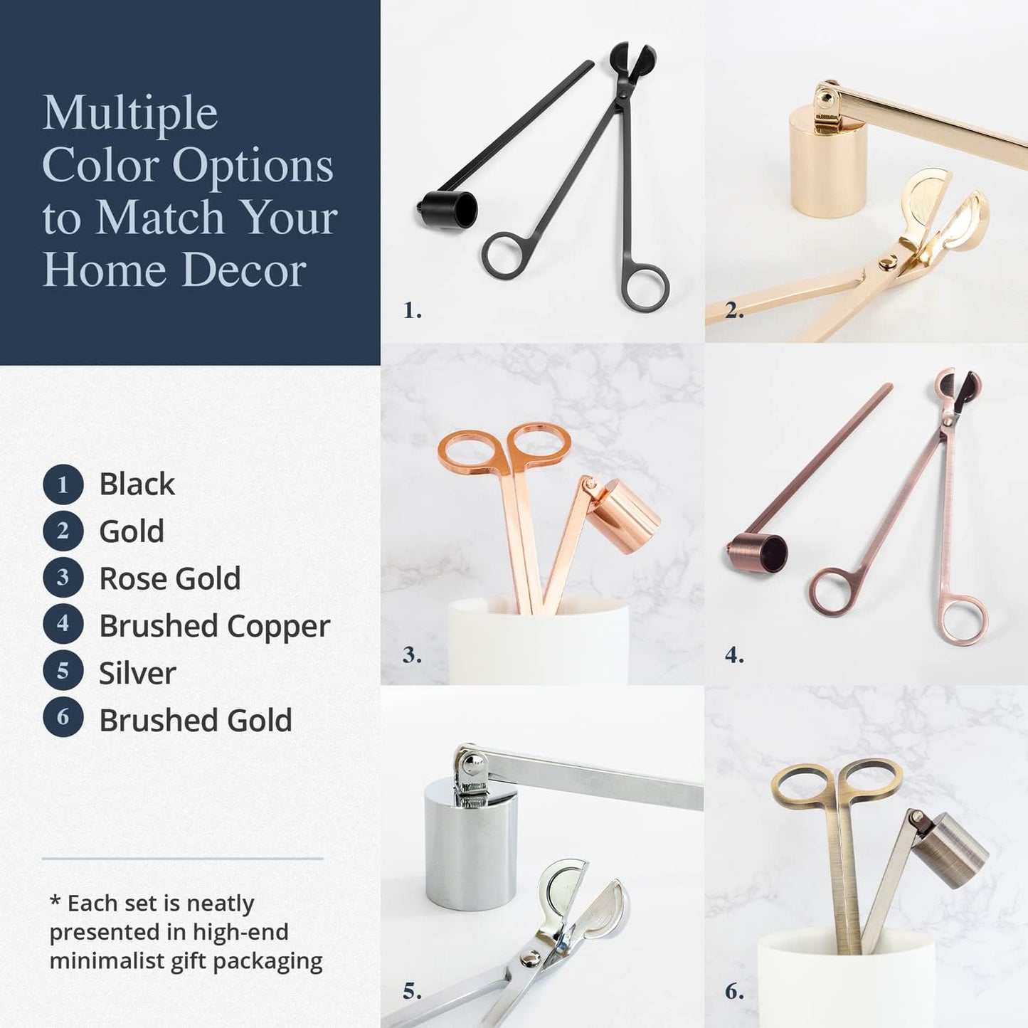 Candle Wick Trimmer and Candle Snuffer Accessory Set – Pick Your Color