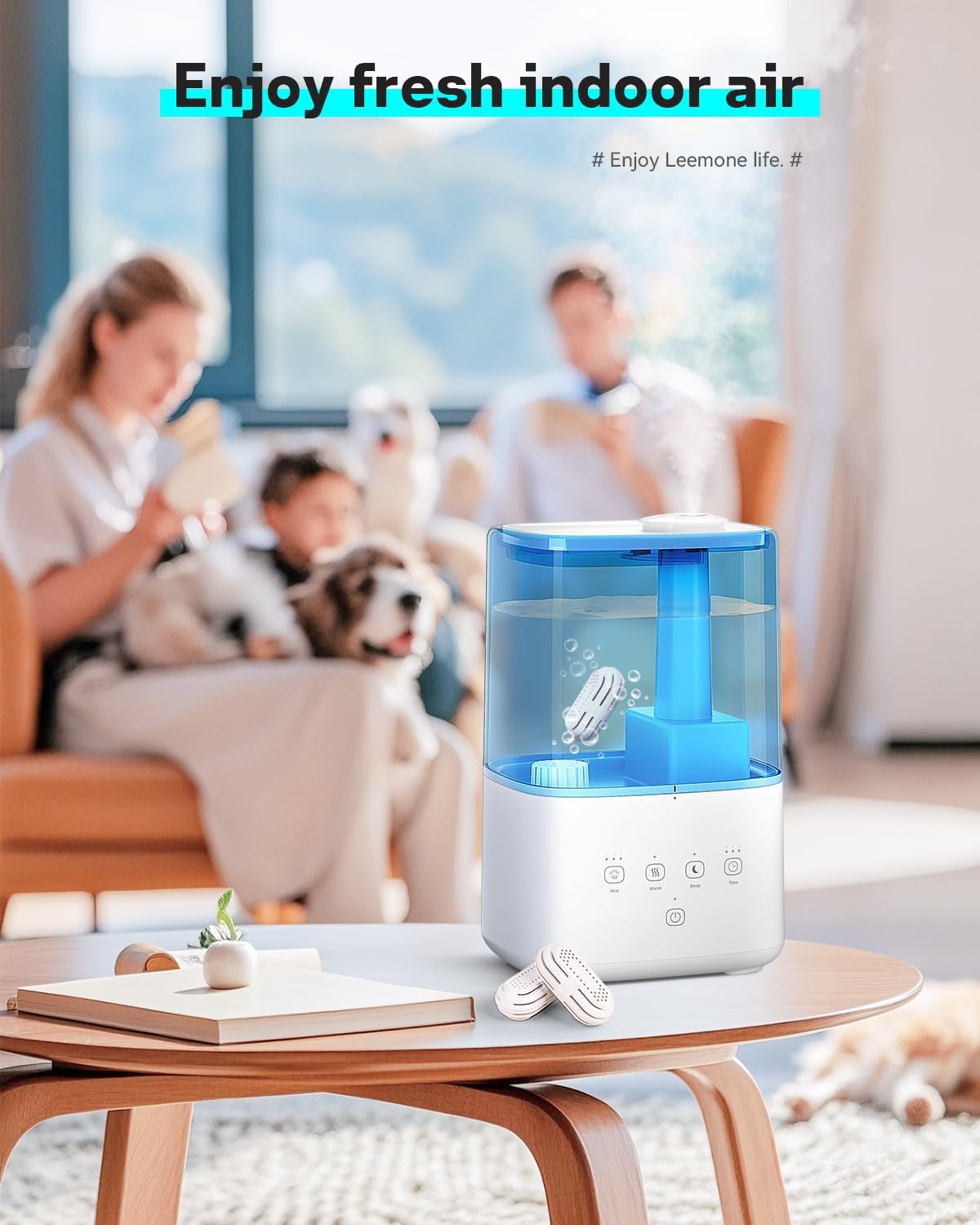 Leemone 4 Pack Humidifier Water Softener Cleaning Demineralization Cartridge Compatible with All LEVOIT Top Fill Humidifiers, Calcium and Magnesium Ion Softening