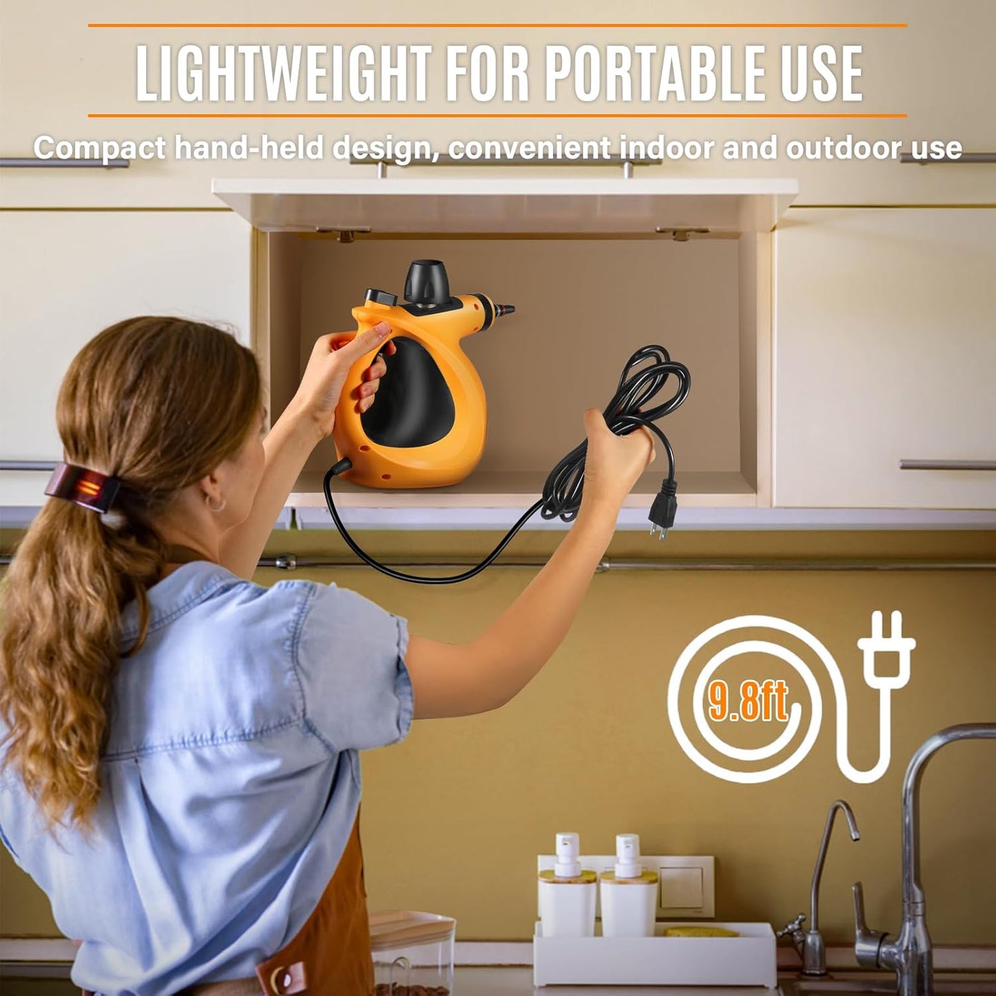 Steam Cleaner, Portable Multi-Surface Handheld Steam Cleaner for Home Use with 11 Accessories, All Natural Continuous Steam, Steamer for Deep Cleaning Tile, Grout, Window, Couch, Car, Bathroom,Kitchen