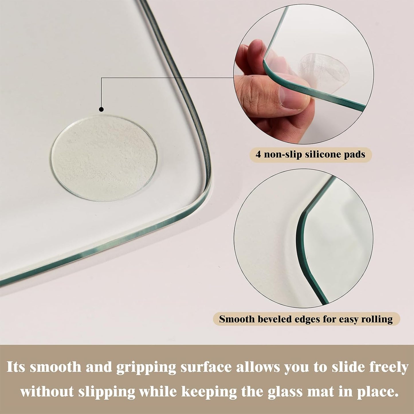 Koonmi Tempered Glass Chair Mat for Hardwood Floors & Carpets, 54" x 72“ Transparent Heavy Duty Office Floor Protector with Noise-Free Gliding Shatterproof for Home Office Desk