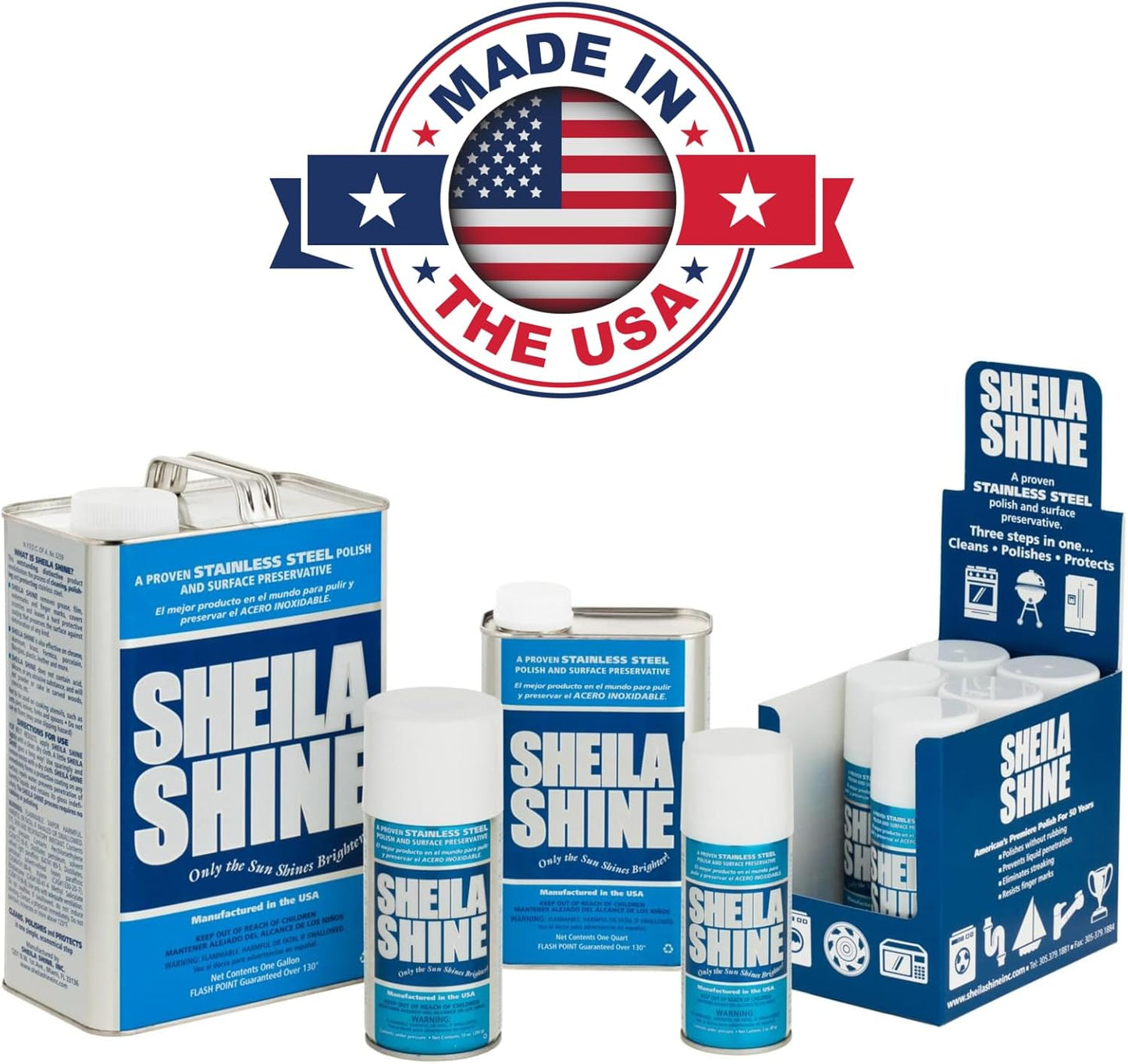 Sheila Shine 2 x 10 Oz. Stainless Steel Cleaner and Polish Aerosol Spray, Protect Household Kitchen Surface, Removes Grease, Fingerprint & Watermark, Polish & Leaves a Streak Free Shine for Appliances