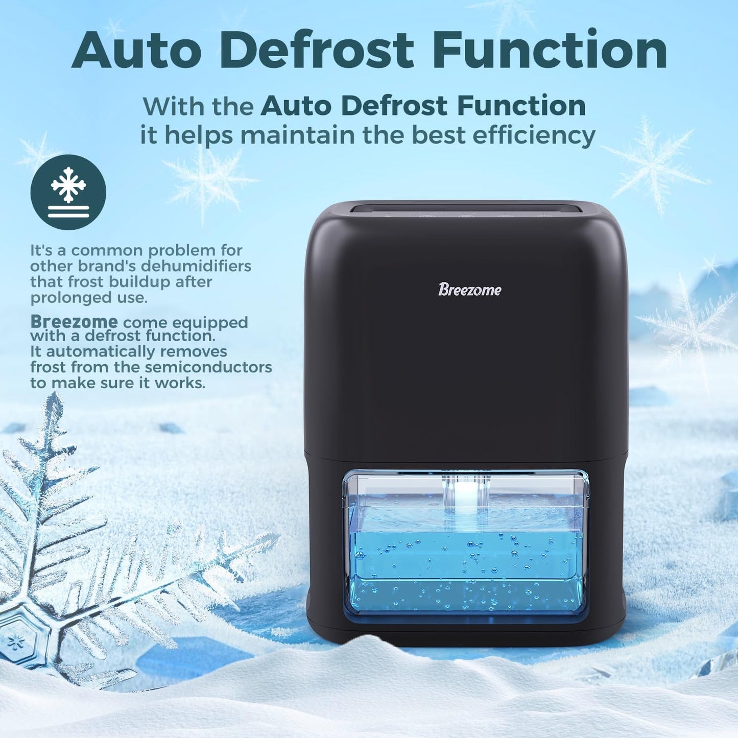 BREEZOME 60 OZ Dehumidifiers for Home, Dual-Semiconductor Quiet Dehumidifier with Timer Auto-Off Sleep Mode 7 Colors Light Portable Small Dehumidifiers for Bathroom, Cloakroom, RV, Black
