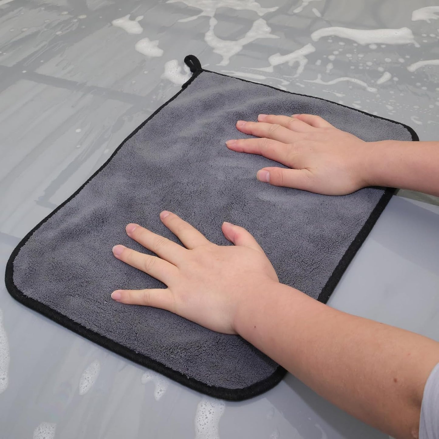 Premium Dual-Sided Microfiber Car Cleaning Towel – 15.5" x 11.8" Scratch-Free, Super Absorbent, Lint-Free Cloth for Auto Detailing, Polishing, Drying & Washing – Yellow & Gray