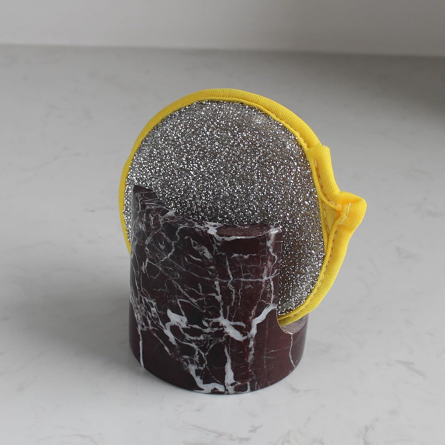 Natural Rosa Levanto Marble Sponge Holder for Kitchen Counter, Drying Rack, Sponge Caddy for Sink Organizer