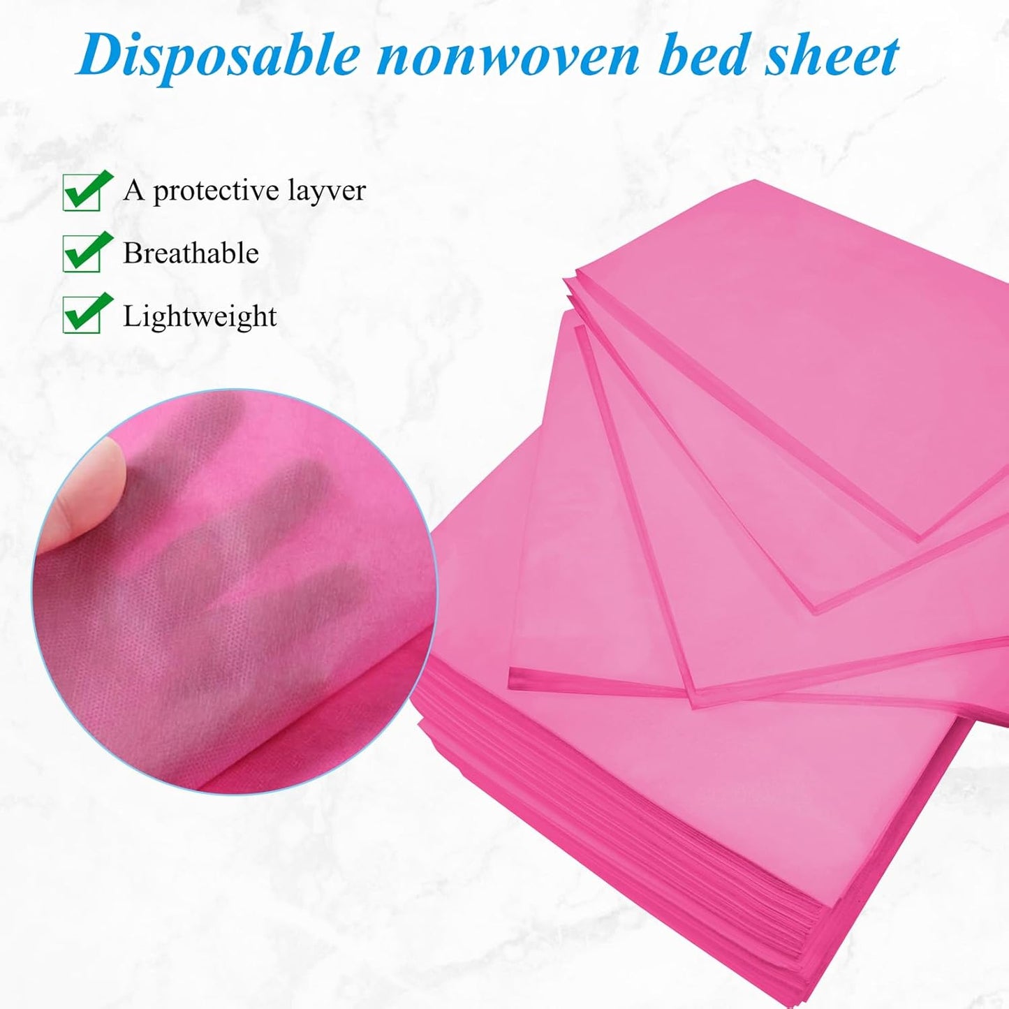 50Pcs Disposable Massage Table Sheets 31.5" x 71" Non-Woven Fabric Bed Covers for Ultimate Hygiene and Comfort in Massage, Tattoo, and Spa Treatments, Breathable and Durable Sheets(Pink)