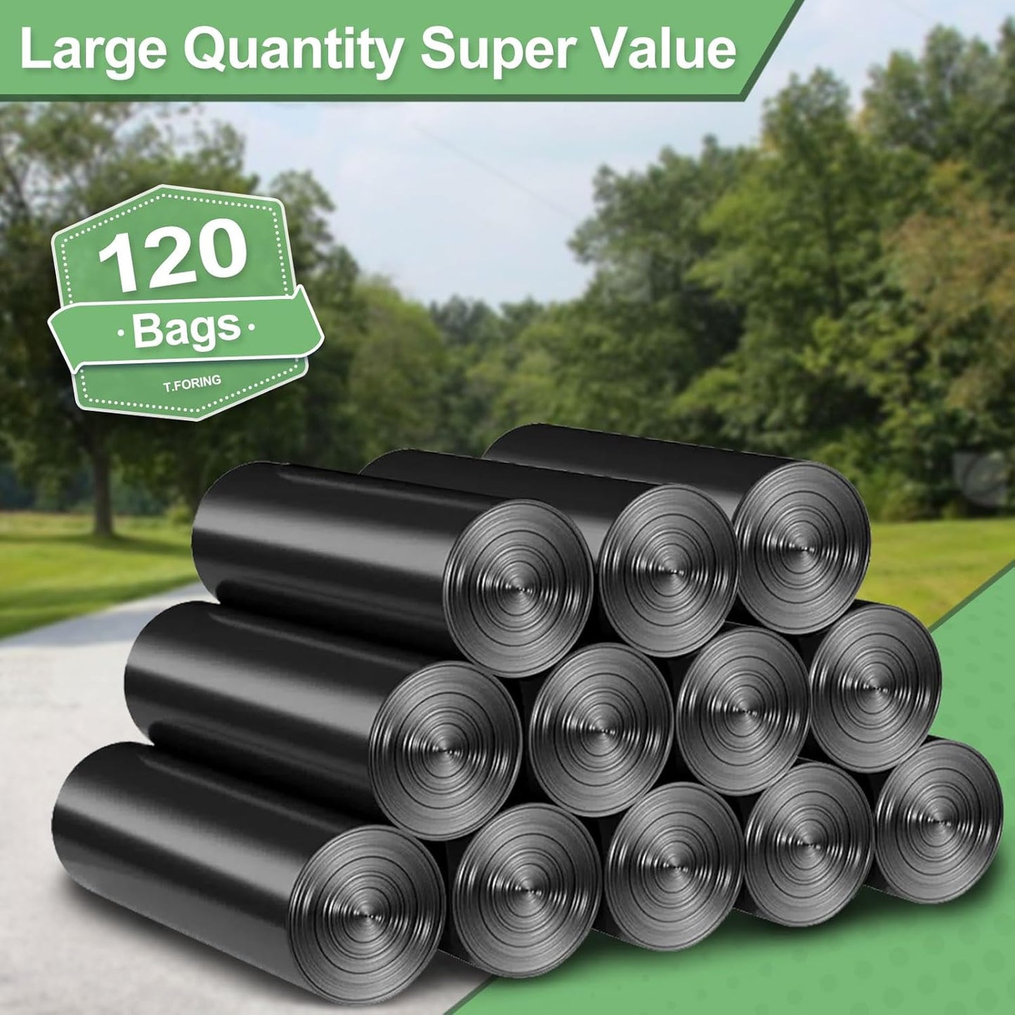 45-50 Gallon Black Trash Bags 120 Count - 38''x47'' Large Garbage Bags Unscented, 40+ Gallon Trash Can Liners, Multipurpose for Office, Outdoor, Yard and Commercial