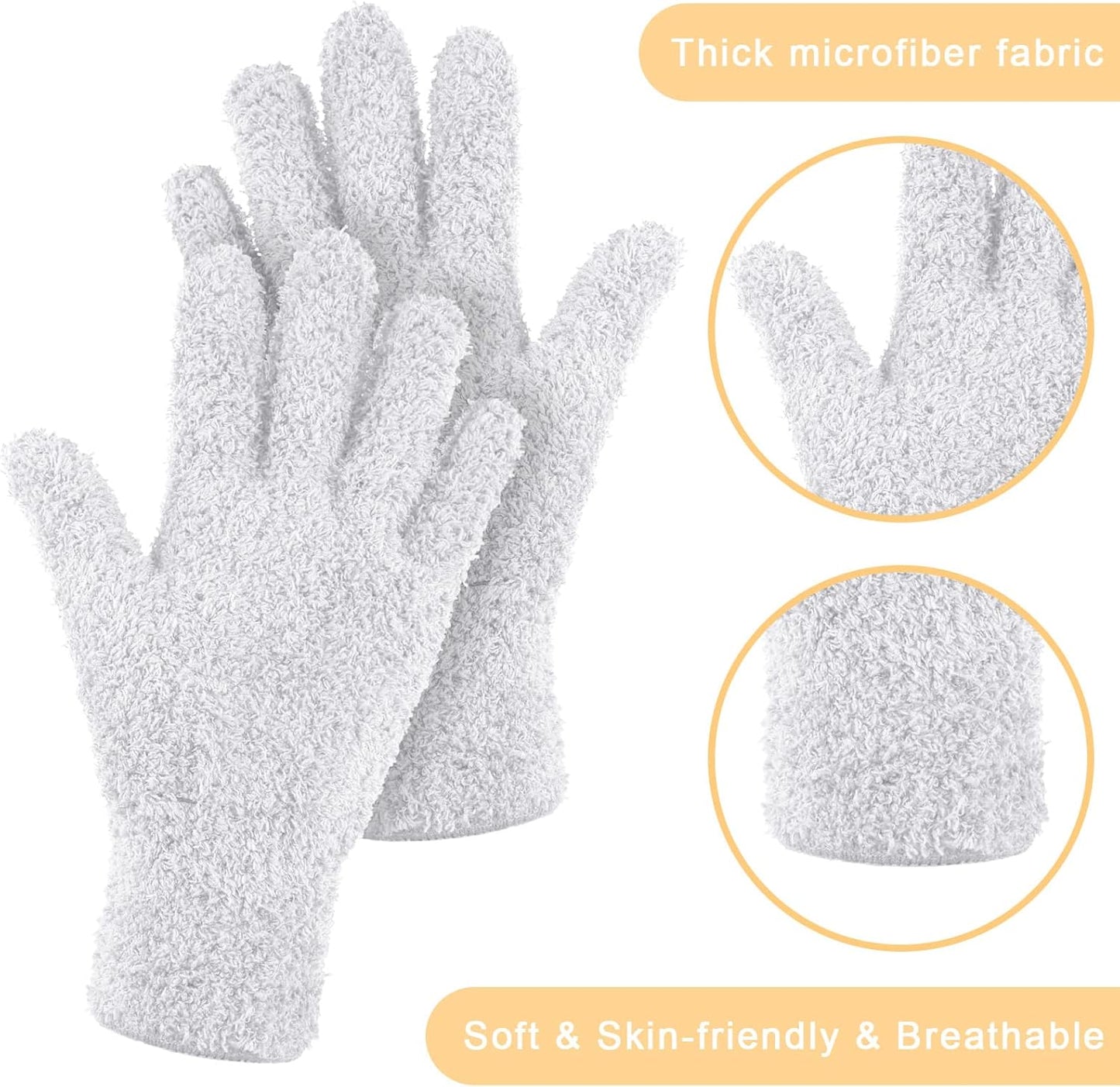 Patelai 3 Pairs Microfiber Plant Dusting Gloves Leaf Cleaning Gloves for Indoor Plants, Blinds, Furniture, House(Small,White)