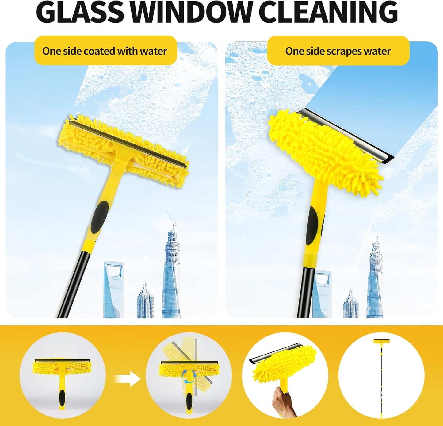 High Ceiling Fan Cleaner Duster for Fans Blades Cleaner with 78.7in Extension Pole Extra Long Handle Cleaning Tool,Reusable Chenille & Microfiber Mop Head for Baseboard Wall Floor Window Glass Wiper