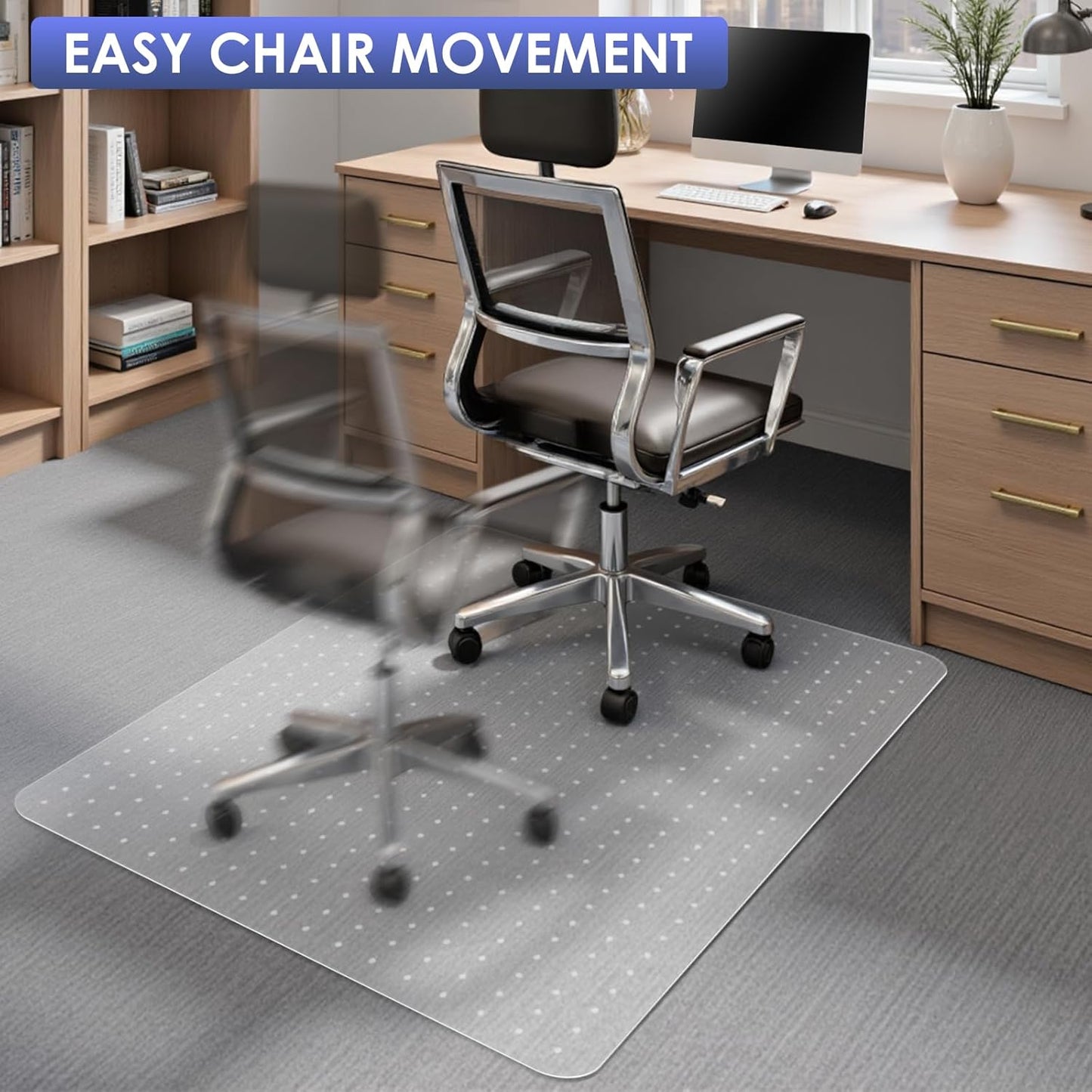 Kuyal Office Chair Mat for Carpet, 2 Pack 46x 55 Clear Heavy Duty Computer Chair Mat, Under Desk Protector Carpeted Floors Mat, Easy Chair Movement,Ship Flat