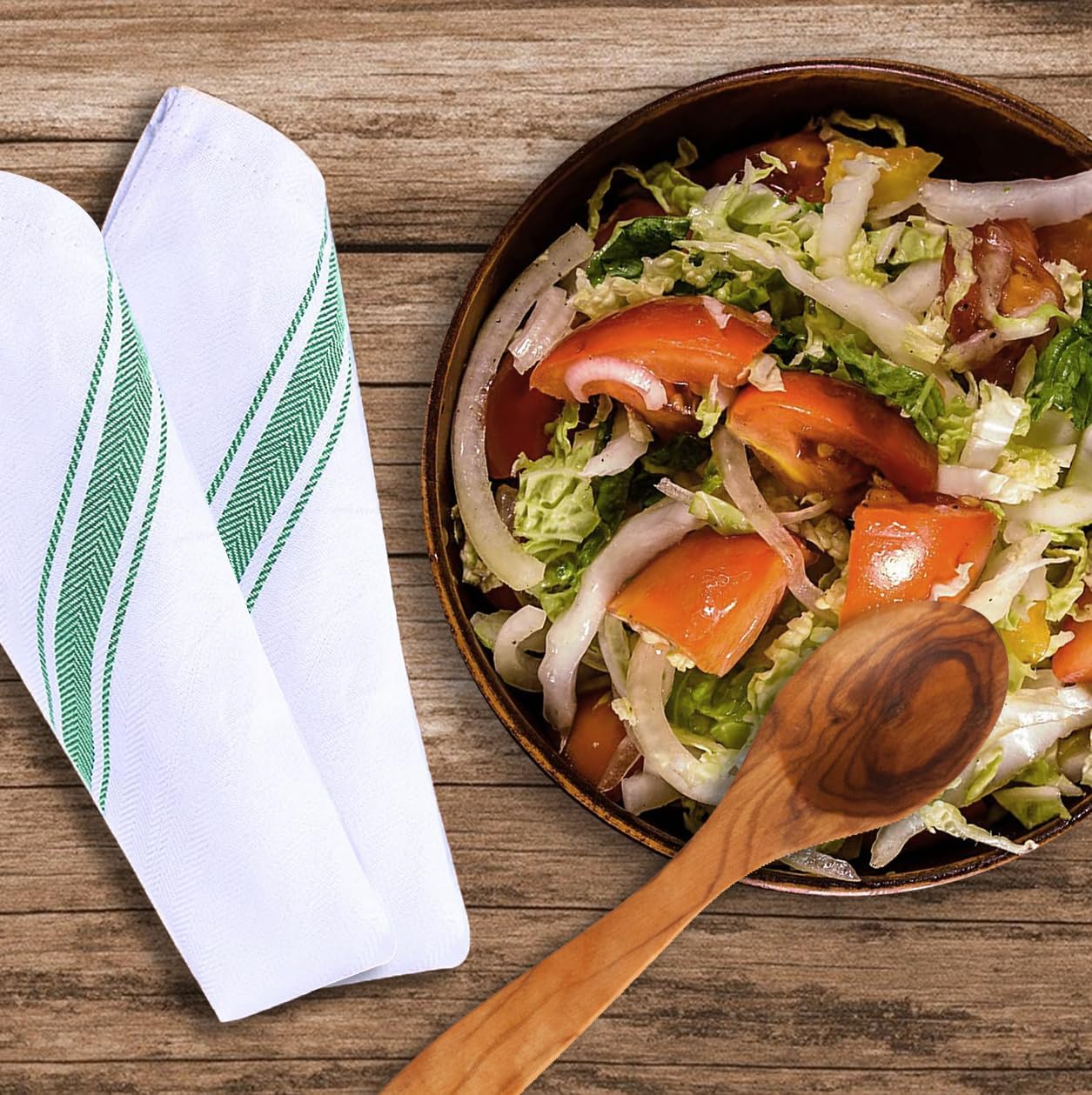 Dish Towels Set (Value Pack of 15) Size 15x25 Inch, 100% Cotton Soft & Absorbent Linen Kitchen Towels, Tea Towels, Reusable Cleaning Cloths for Household Cleaning (Green)