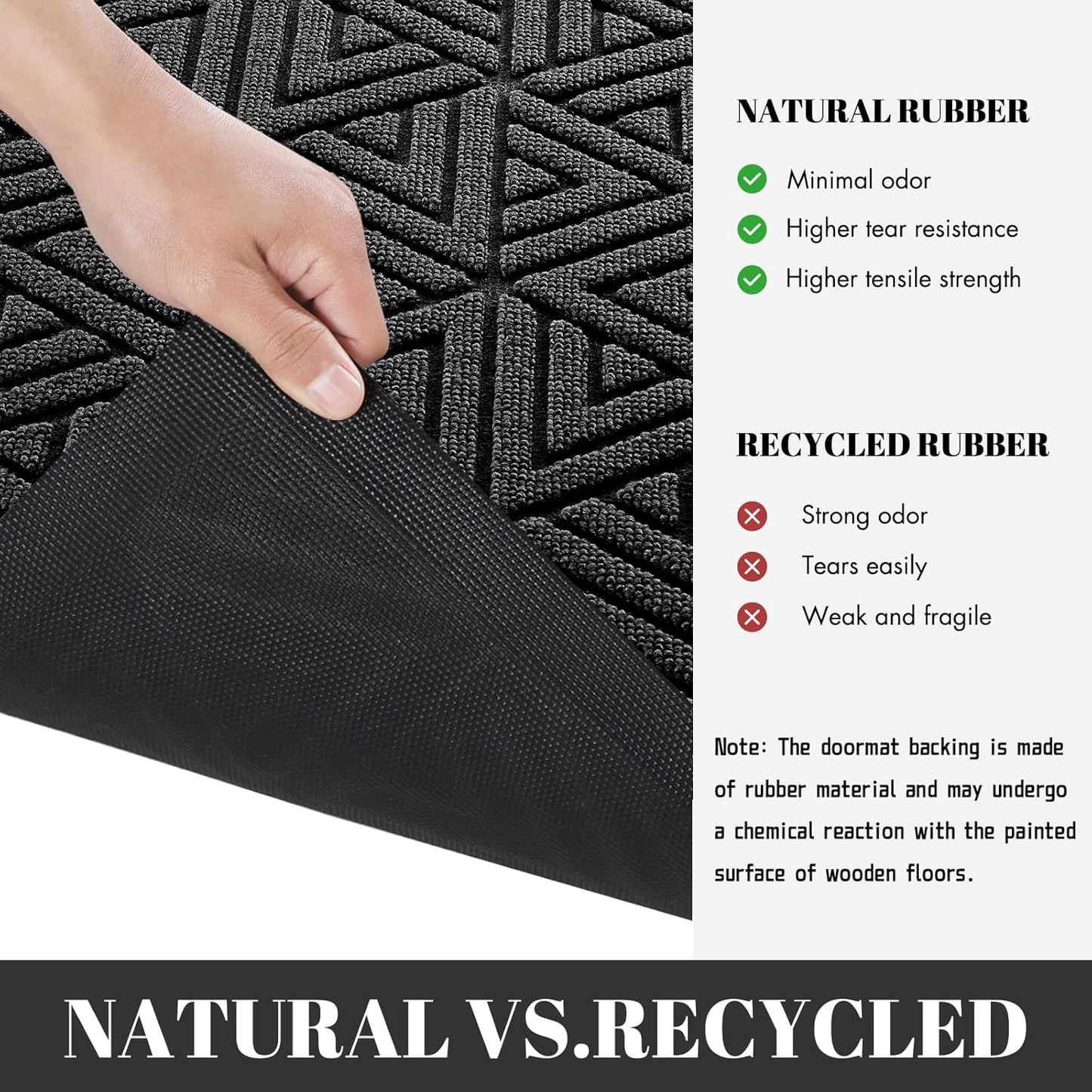 Yimobra Outdoor Mats for Front Door 29.5x17, All-Weather Waterproof Non-Slip Outdoor Door Mat Outside Eentrance, Garage/Patio Entryway Indoor Doormat, Easy Clean, Black