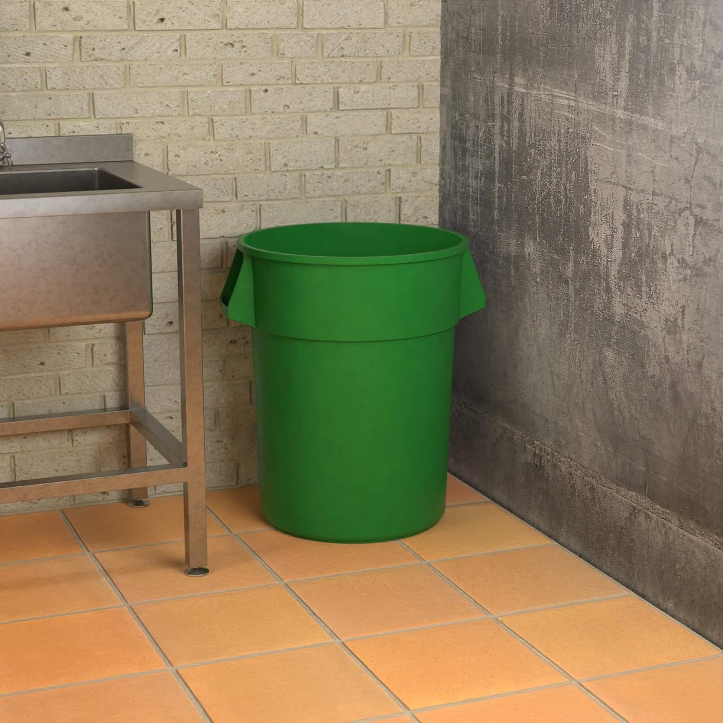 55 Gallon Green Round Commercial Trash Can