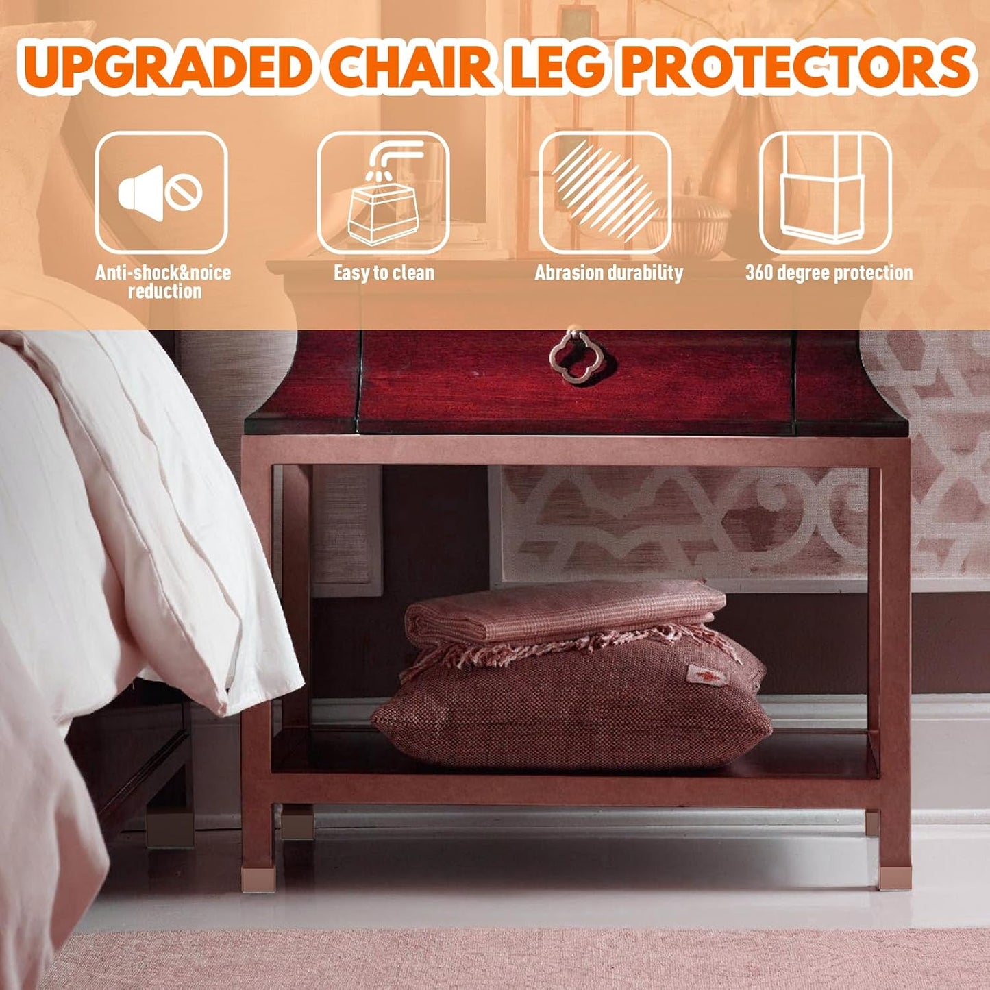 Rectangle Chair Leg Protectors for Hardwood Floors,16 PCS Silicone Covers to Protect Wood Tile Floors Felt Pads Furniture Leg Caps Reduce Noise. Easy to Move.(Brown,2 x 3 Inch,Rectangle)