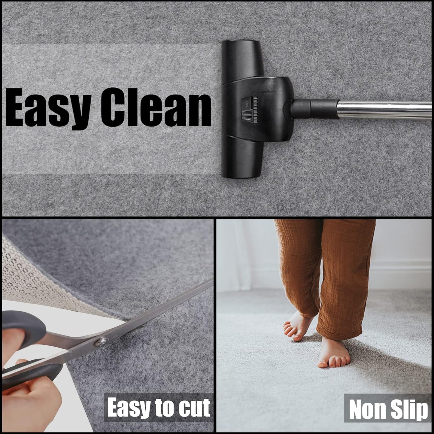 Non Slip Rug Pad Grippers - 2x8, 1/4" Thick, Felt + Rubber Double Layers Area Carpet Mat Tap, Provides Protection and Cushioning for Hardwood or Tile Floors