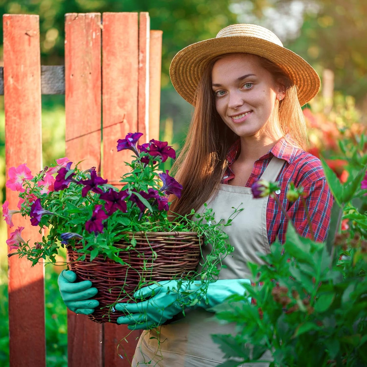 Bamllum 2 Pairs Reusable Kitchen Gloves for Washing Dishes - Nitrile Rubber Dishwashing Gloves, Reusable Household Cleaning Gloves, Flexible Durable & Non-Slip (Medium, Green+Blue)