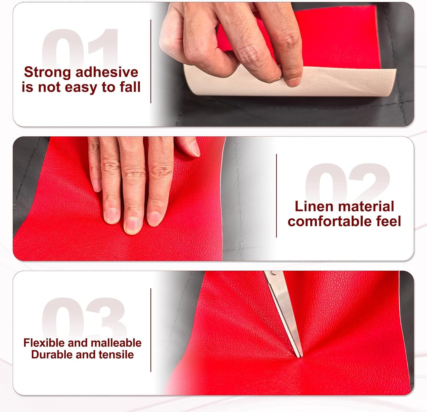 PATIKIL Leather Patches Tape for Furniture, 6.3 x 61 Inch Self Adhesive Vinyl Leather Repair Kit Cover Sheet for Couch, Sofa, Car Seats, Office Chair, White