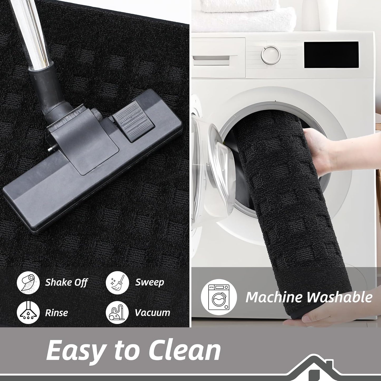 BEQHAUSE Waffle Door Mats Indoor 24"x36", Dog Mat for Muddy Paws Absorbent and Dirt Resist Floor Mats Non-Slip Washable Rugs for Entryway, Welcome Mat for Front Back Door, Muddy Wet Shoes, Black