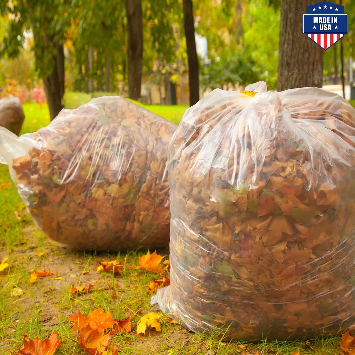 Fuxury 55-60 Gallon Heavy Duty Trash Bags, 100 Count Clear Garbage Bags, 23 Mic Thick, 38x58 in, Star-Seal Bottom, Plastic Bags Ideal for Home, Yard & Commercial Use, Made in USA