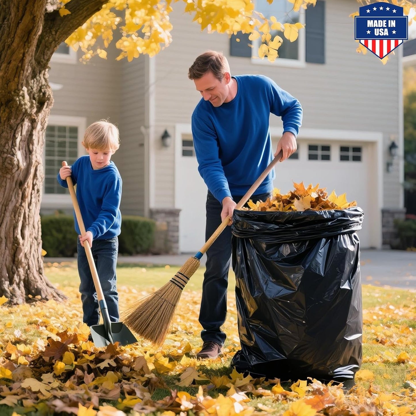 Fuxury 55-60 Gallon Heavy Duty Trash Bags, 100 Count Black Garbage Bags, 23 Mic Thick, 38x58 in, Star-Seal Bottom, Plastic Bags Ideal for Home, Yard & Commercial Use, Made in USA