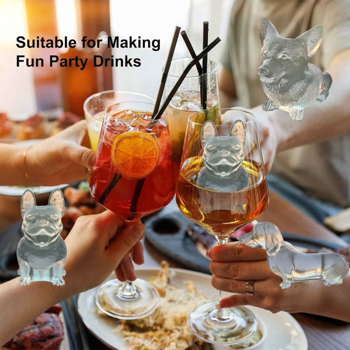 3D Corgi Dog Ice Cube Tray Molds Silicone for Whiskey, Cocktail, Drink; Fun Animal Shape, Corgi Dog Christmas Gifts for Corgi Puppy Lover, Women, Kids; 2 Pack
