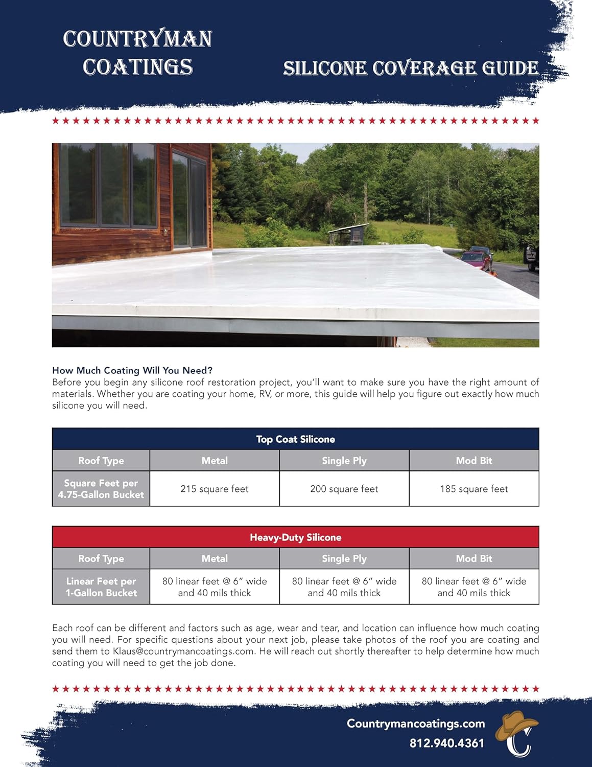 Countryman Coatings - 100% Silicone Roof Coating - Restore Your Roof in a Day - Seal Leaks, Cracks, Seams, Penetrations - Adheres to All Surfaces (1 Quart, Black)