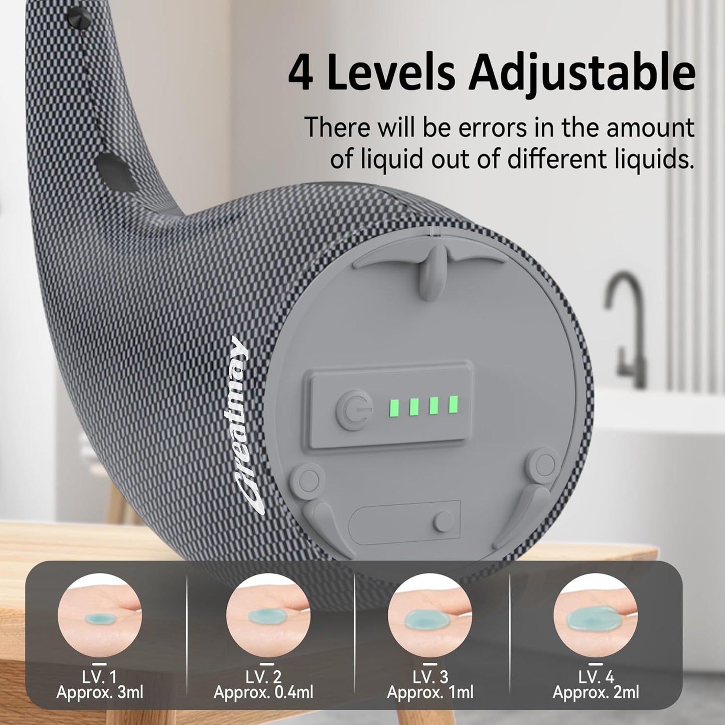 Adjustable Automatic Soap Dispenser Touchless, 4 Adjustable Levels Touchless Sensor Liquid Soap Pump Dispenser,300ml Rechargeable Magnetic Charging Hand Soap Dispenser for Kitchen,Bathroom