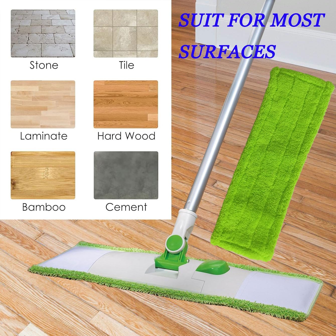 6 Pack Replacement Microfiber Hardwood Floor Mop Refill Compatible with 3M Scotch-Brite M-005 Floor Mop Wet/Dry Use