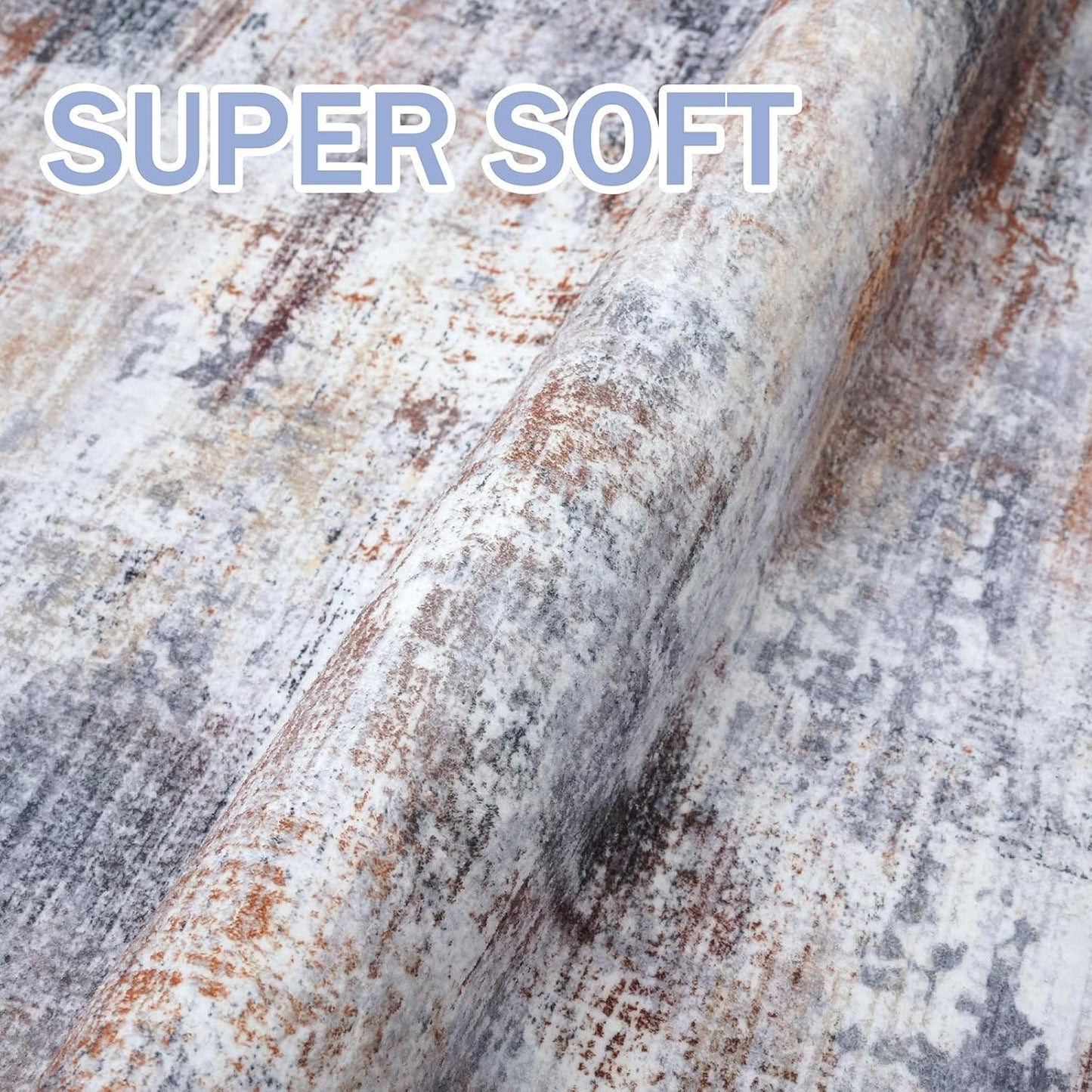 IOHOUZE Abstract Runner Rug 3x16 Ft Washable Runners for Hallways, Non Slip Kitchen Runner Printed Faux Wool Entryway Runner Indoor, Modern Abstract Floor Carpet for Hall Stair, Orange Grey