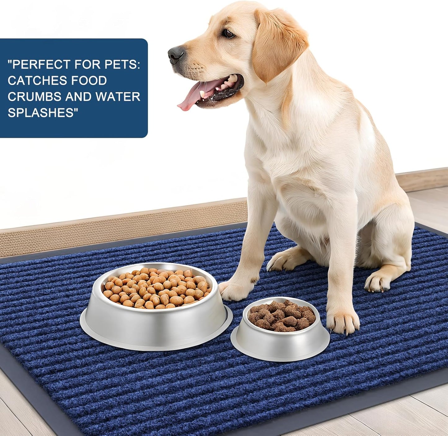 OLANLY Front Door Mat Indoor Outdoor Entrance, Waterproof Heavy Duty Doormat, Fade Resistant, Low Profile, Easy Clean Patio Porch Welcome Floor Mats for Entry, 71x23, Blue