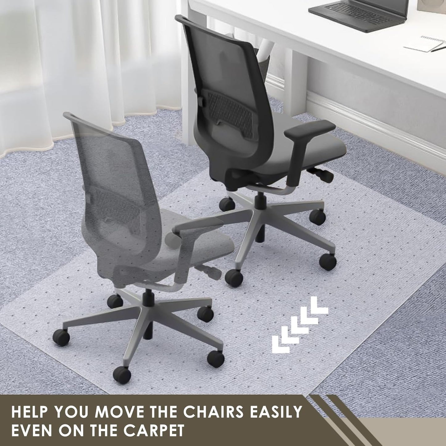 Azadx Heavy Duty Office Chair Mat for Carpet 32" x 55" Hard Material Chair Mat for Carpeted Floor Non-Slip Carpet Protector for Office Easy Glide Desk Floor Mat for Office Chair on Carpets 2 Pack