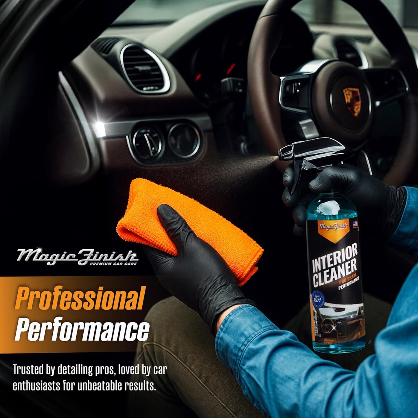 Magic Finish Interior Cleaning Spray (16 fl oz) – All-in-One Car Cleaner Spray for Seats, Dashboards & Consoles – Fast-Acting Car Cleaning Supplies for Rubber, Plastic, Carpet & Upholstery