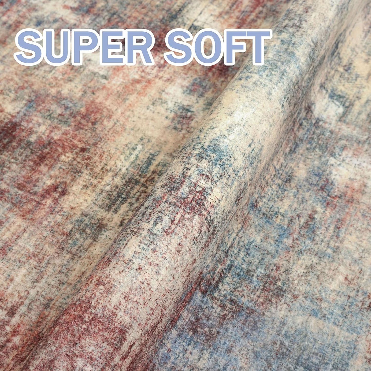 IOHOUZE Small Abstract Area Rug 2x3 Ft Entryway Rugs Washable Door Mat Indoor Entrance, Rubber Backed Throw Rugs, Printed Faux Wool Non Slip Floor Carpet for Foyer Front Door Sink, Red/Multi