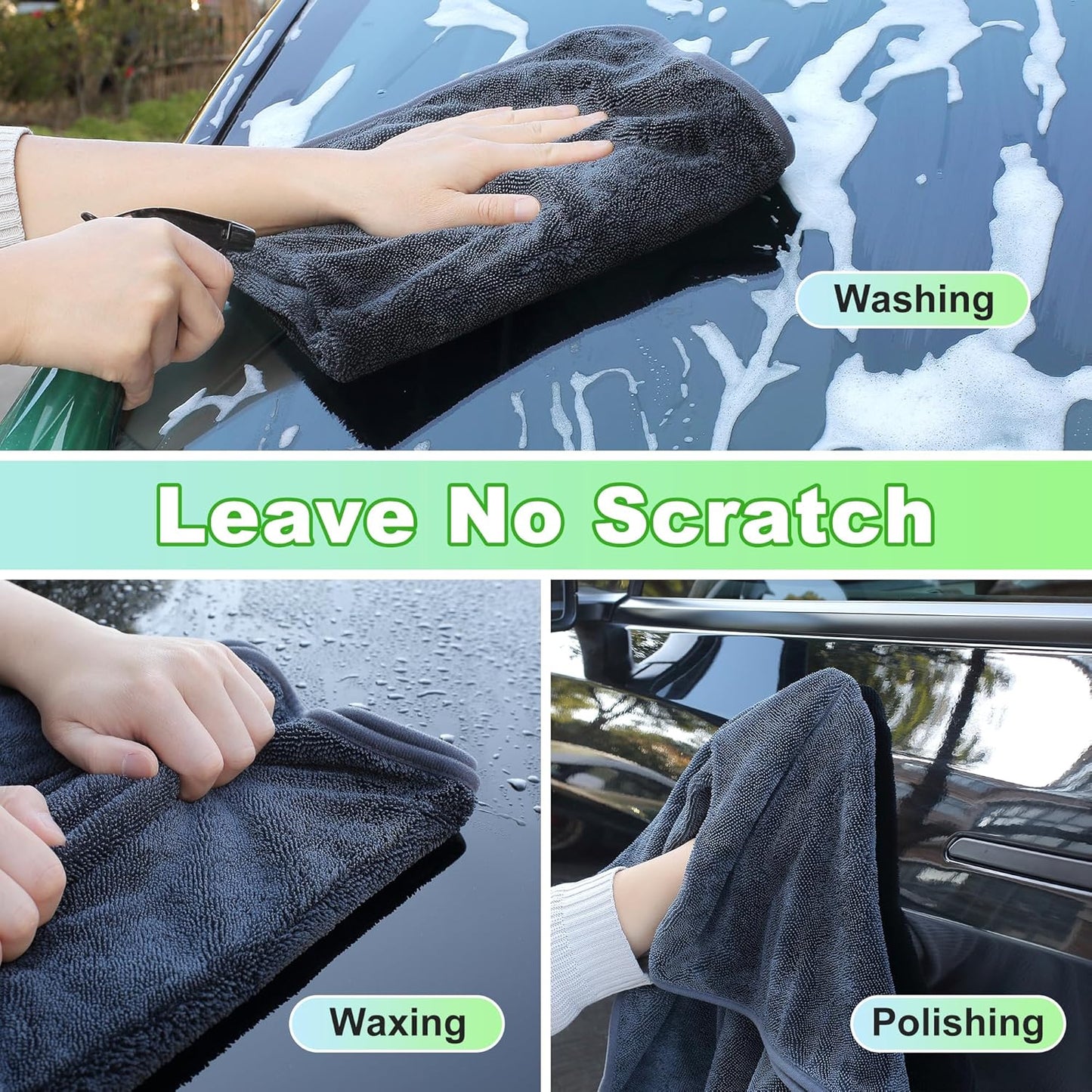JOYMOOP Microfiber Towels for Cars, 63" x 29.5" Car Drying Towel, Dark Gray Reusable Car Towel, Quick Drying Car Car Microfiber Cleaning Cloth for RVs, SUVs, Trucks