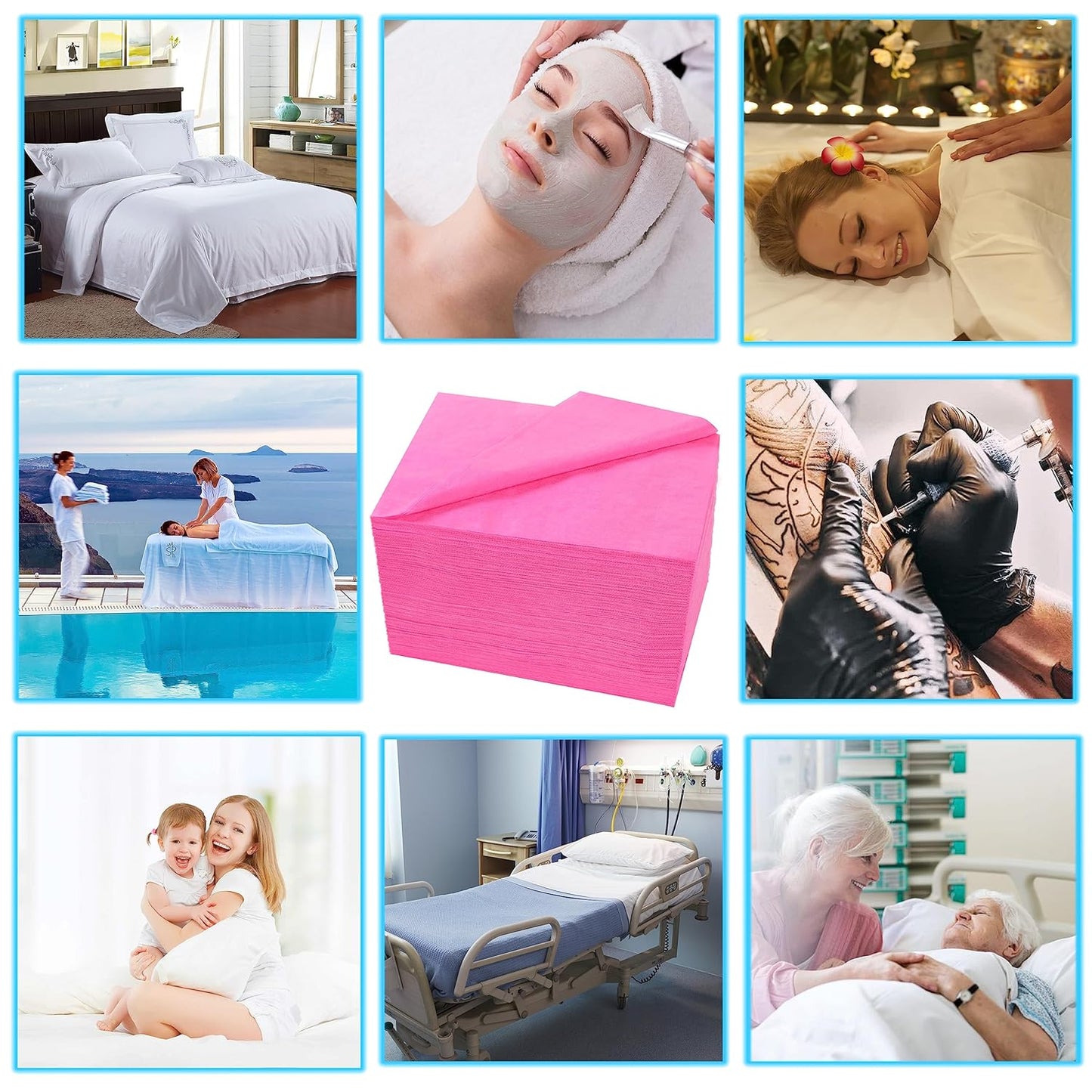 31" x 71" Disposable Bed Sheets for Massage Table Waterproof Massage Table Sheet Soft Non Woven Fabric SPA Bed Cover Breathable for Massage Beauty Tattoos 50PCS (Pink)