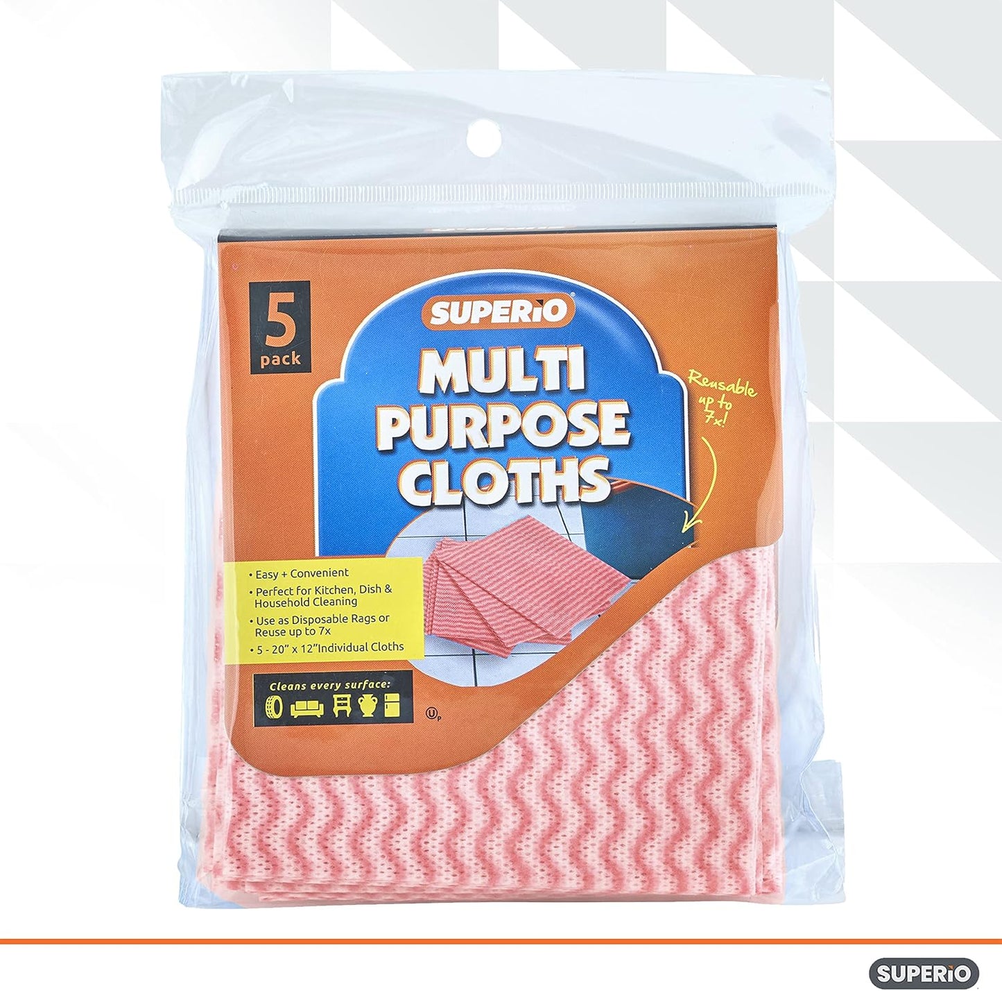 Superio Handy Wipes For Kitchen - Red Reusable Multi-Purpose Heavy-Duty Cleaning cloth for house, Bathroom, and office. Disposable Dish Towel (10)