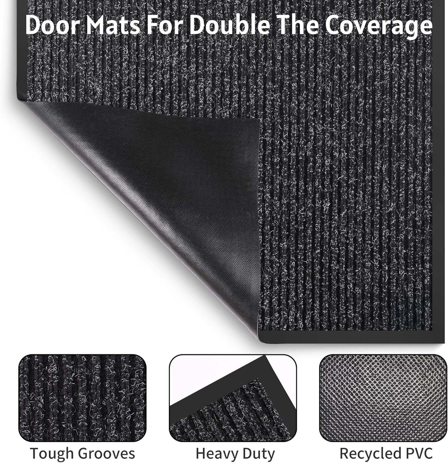 Front Door Mat Indoor Outdoor Entrance, 36" x 72" Dirt Resistant and Absorbent Door Mat, TPR Backing Non-Slip Doormats, Easy to Clean, Low Profile Welcome Floor Mat for Outside Entry